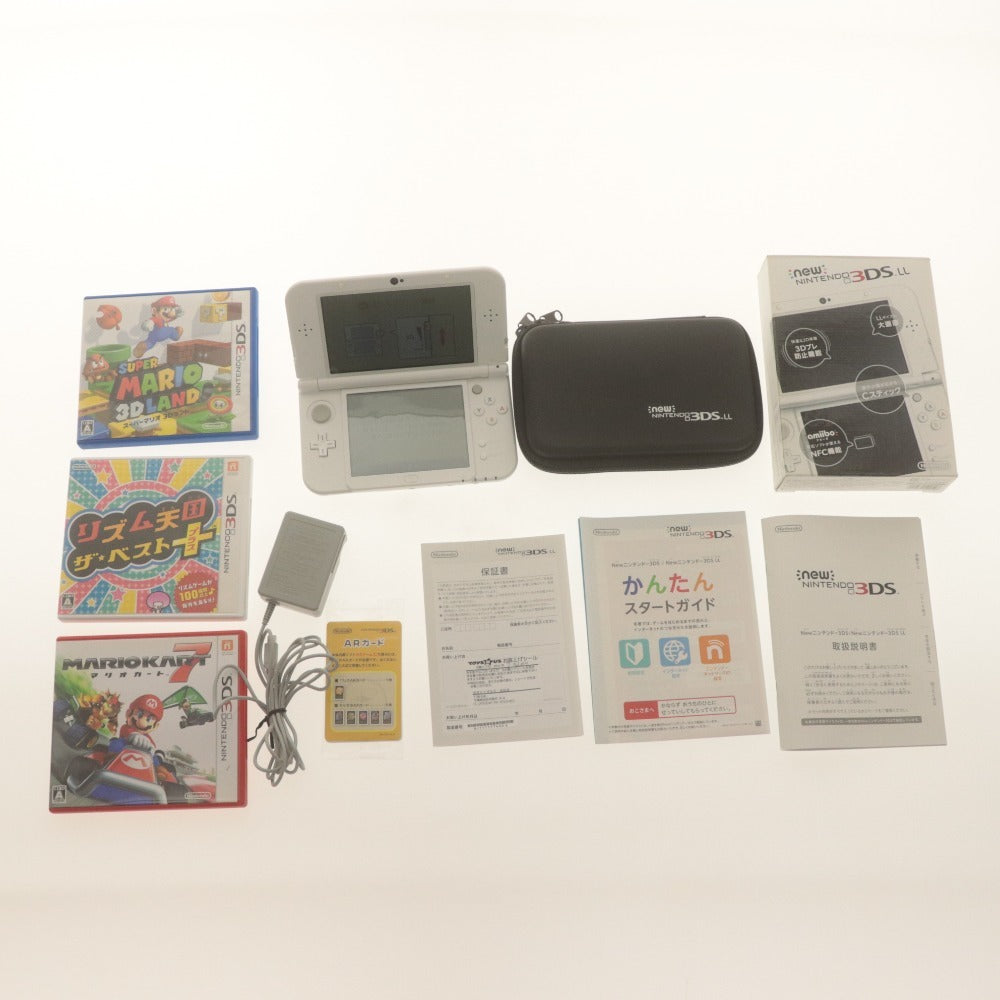 ■ 任天堂 3DS LL 本体 ソフト3本 セット マリオカート7 スーパーマリオ3Dランド リズム天国 ザ・ベスト＋ 初期化 通電確認済み 付属品付