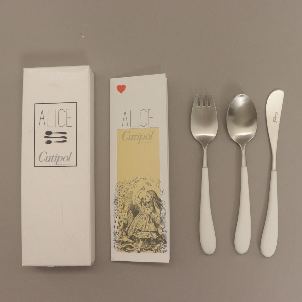 ■ Cutipol クチポール カトラリー 3点セット ALICE アリス フォーク ナイフ スプーン 子供用 テーブルマナー 食器