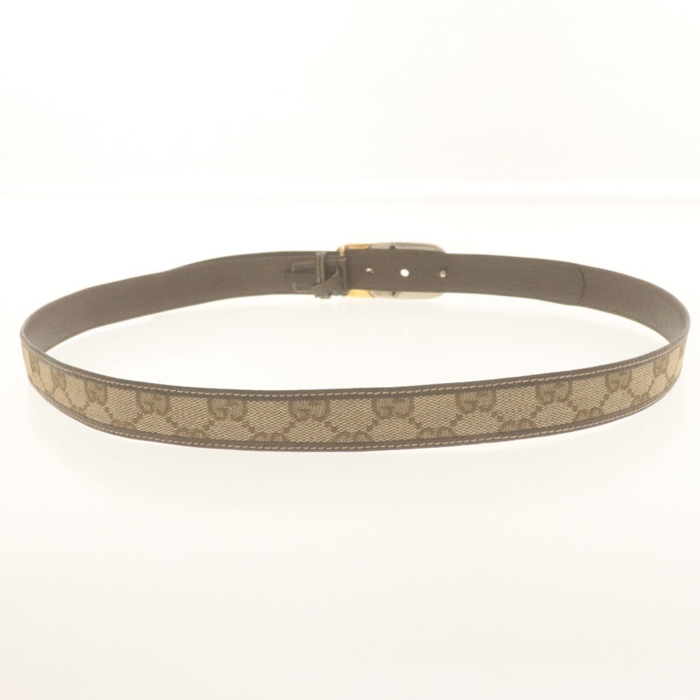 ■ GUCCI グッチ オールドグッチ ベルト G.GUCCI刻印 ゴールド シルバー金具 ヴィンテージ Gバックル レディース メンズ 90 ブラウン系