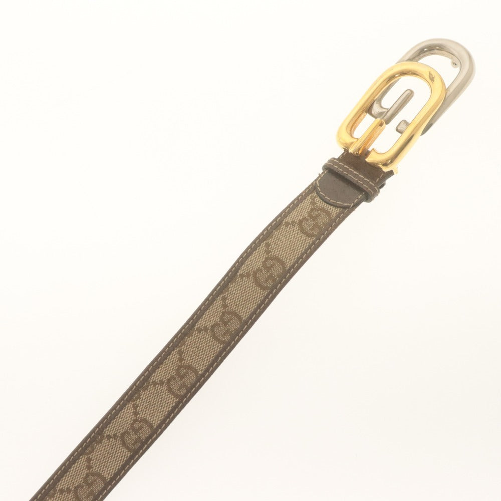 ■ GUCCI グッチ オールドグッチ ベルト G.GUCCI刻印 ゴールド シルバー金具 ヴィンテージ Gバックル レディース メンズ 90 ブラウン系