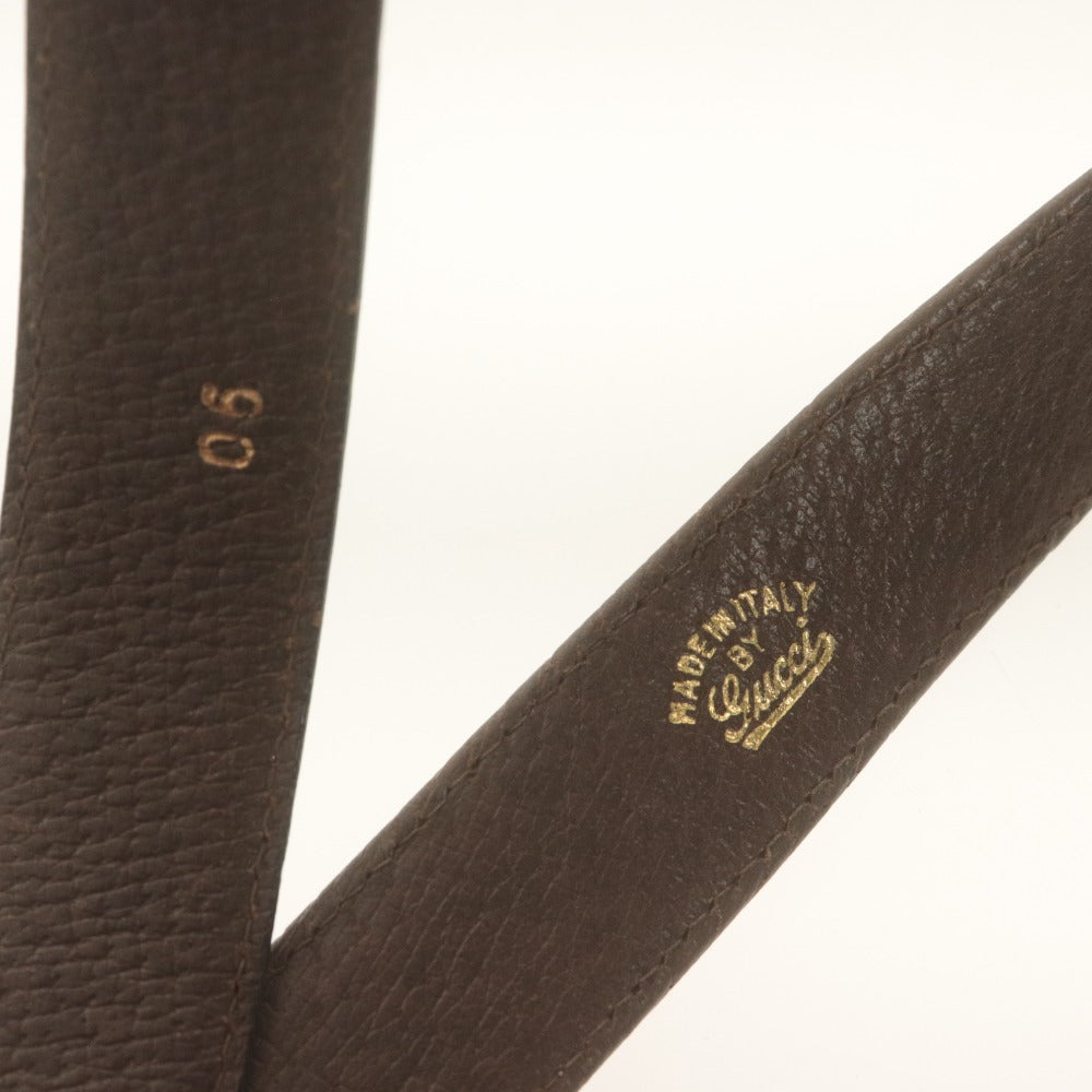 ■ GUCCI グッチ オールドグッチ ベルト G.GUCCI刻印 ゴールド シルバー金具 ヴィンテージ Gバックル レディース メンズ 90 ブラウン系