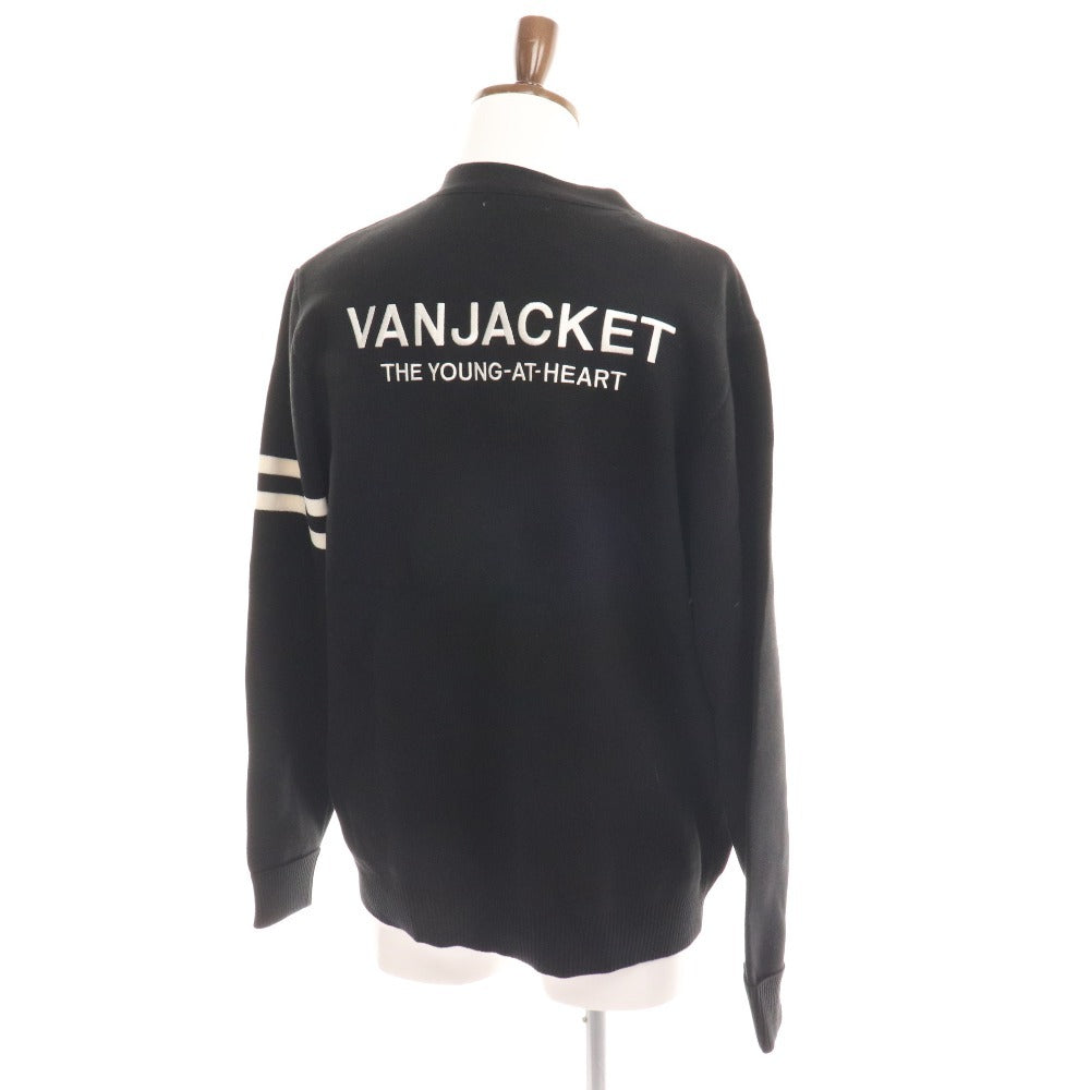 ■ Van Jacket Knit Cardigan Tops Back Logo Men's LL Black With Tag Unused