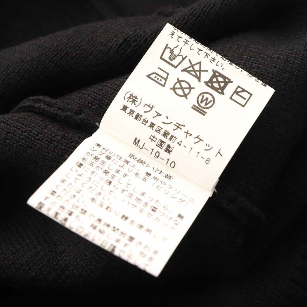 ■ Van Jacket Knit Cardigan Tops Back Logo Men's LL Black With Tag Unused