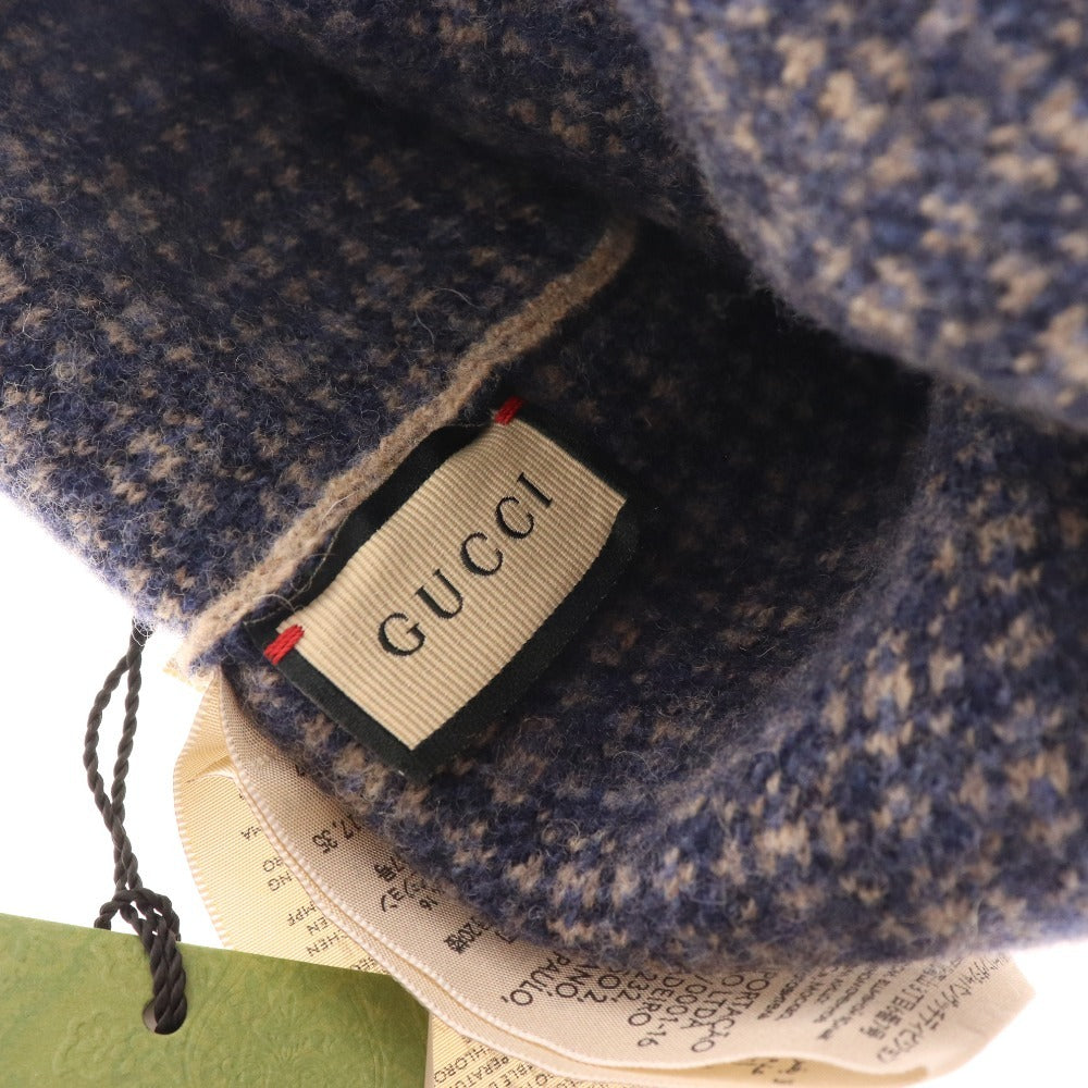 ■ Gucci knit cap, wool, men's, M, blue, beige, tagged, unused