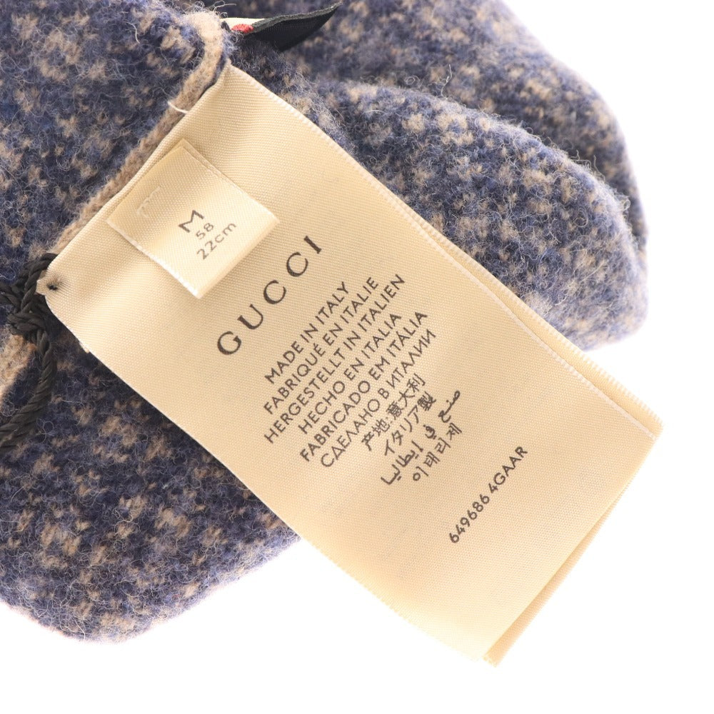 ■ Gucci knit cap, wool, men's, M, blue, beige, tagged, unused