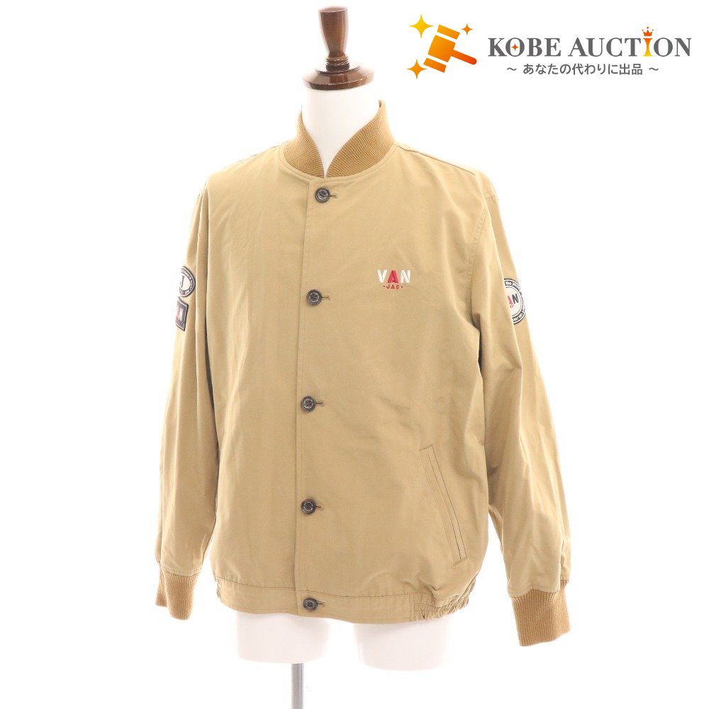 ■ Van Jacket Jacket Outerwear Zip-up Patch Embroidered Logo Men's LL Beige