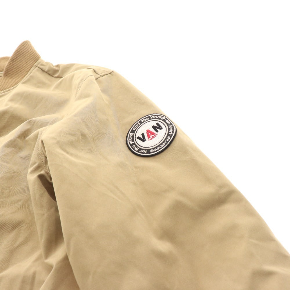 ■ Van Jacket Jacket Outerwear Zip-up Patch Embroidered Logo Men's LL Beige