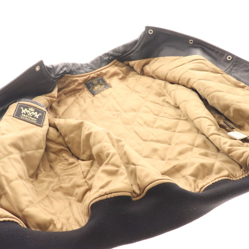■ Van Jacket Leather Jacket Riders Jacket Outerwear Classic Horse Leather Back Logo Men's LL Black