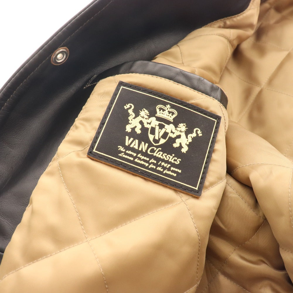 ■ Van Jacket Leather Jacket Riders Jacket Outerwear Classic Horse Leather Back Logo Men's LL Black