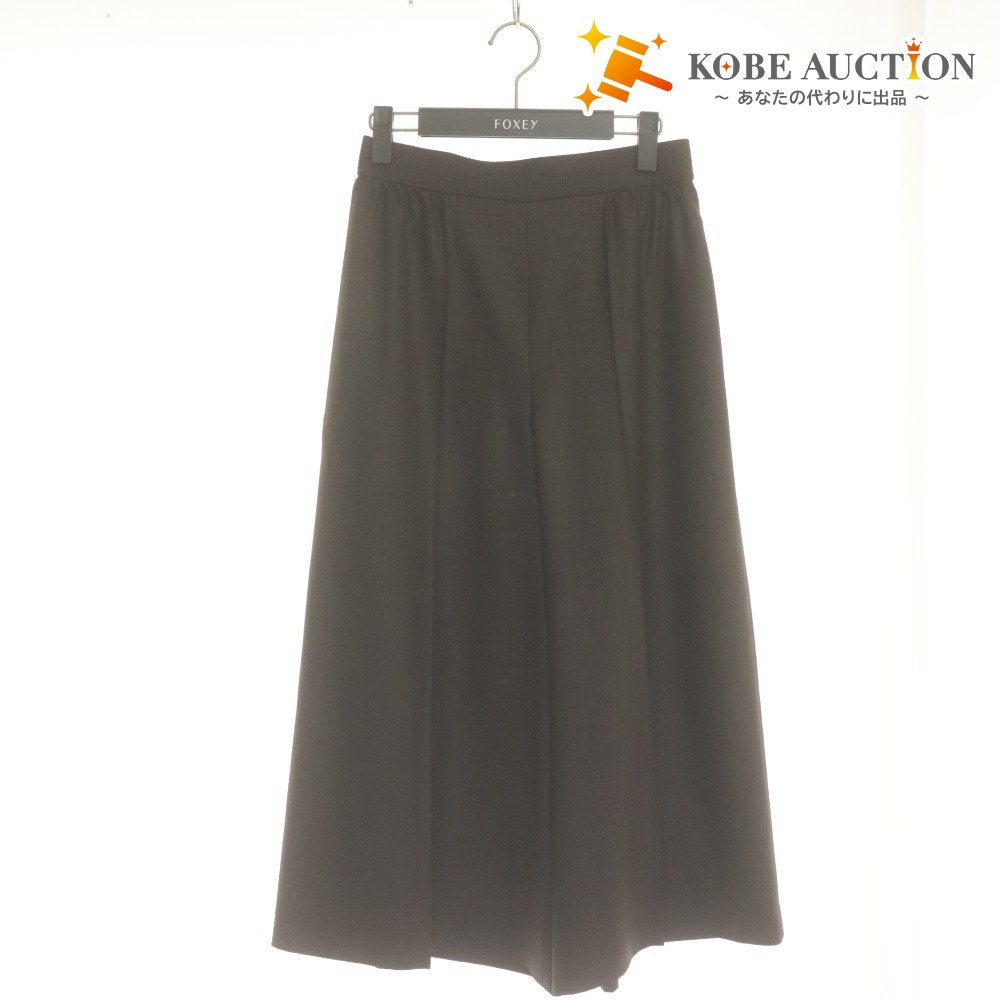 ■ フォクシー ニューヨーク FOXEY NEW YORK ワイドパンツ ボトムス ウォッシャブル 日本製 ダークブラウン 40(M相当） ハンガー付き