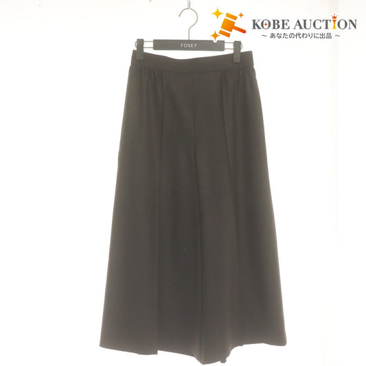 ■ フォクシー ニューヨーク FOXEY NEW YORK ワイドパンツ ボトムス ウォッシャブル 日本製 ダークブラウン 40(M相当） ハンガー付き