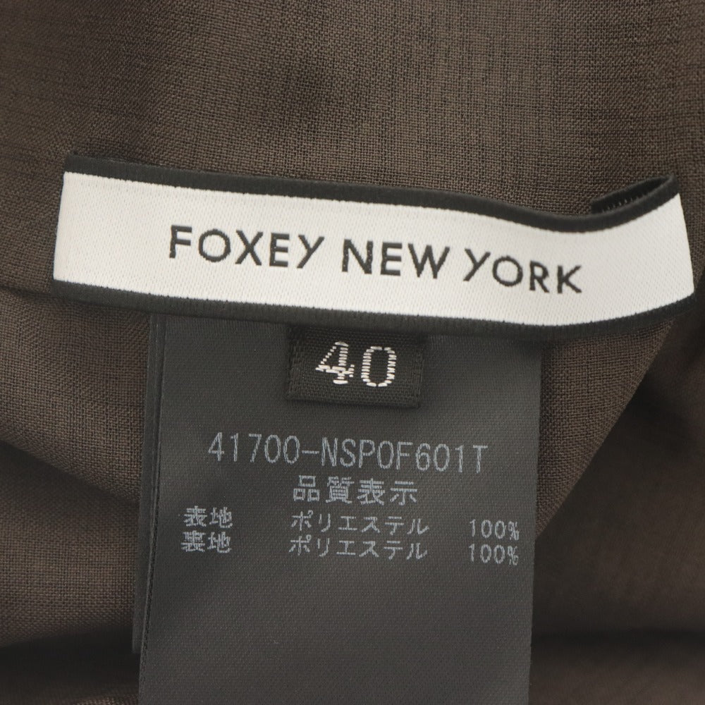 ■ フォクシー ニューヨーク FOXEY NEW YORK ワイドパンツ ボトムス ウォッシャブル 日本製 ダークブラウン 40(M相当） ハンガー付き