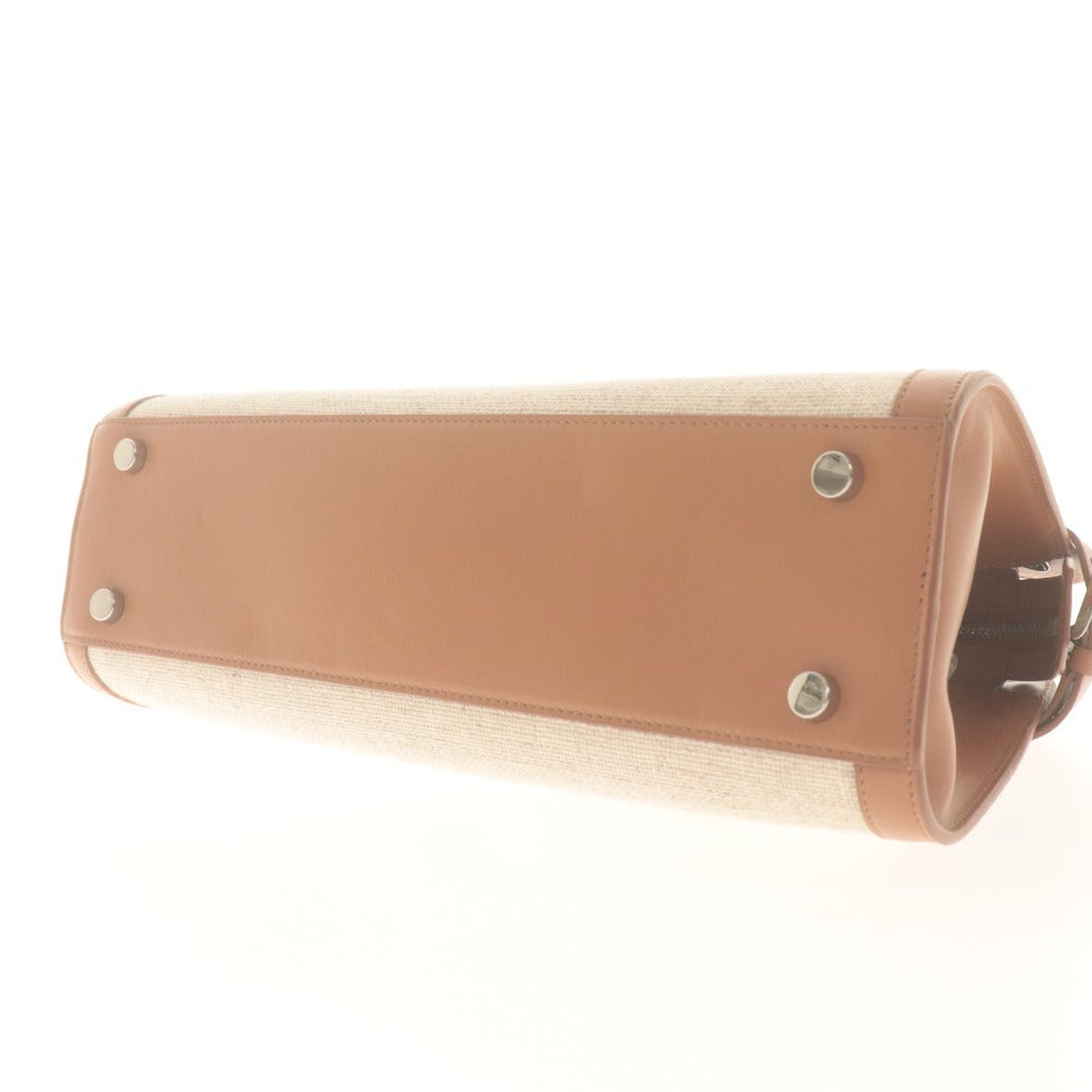 ■ フォクシー FOXEY ハンドバッグ ショルダー 鞄 2WAY イタリア製 牛革 リネン レディース ブラウン ライトベージュ系 未使用 付属品付き