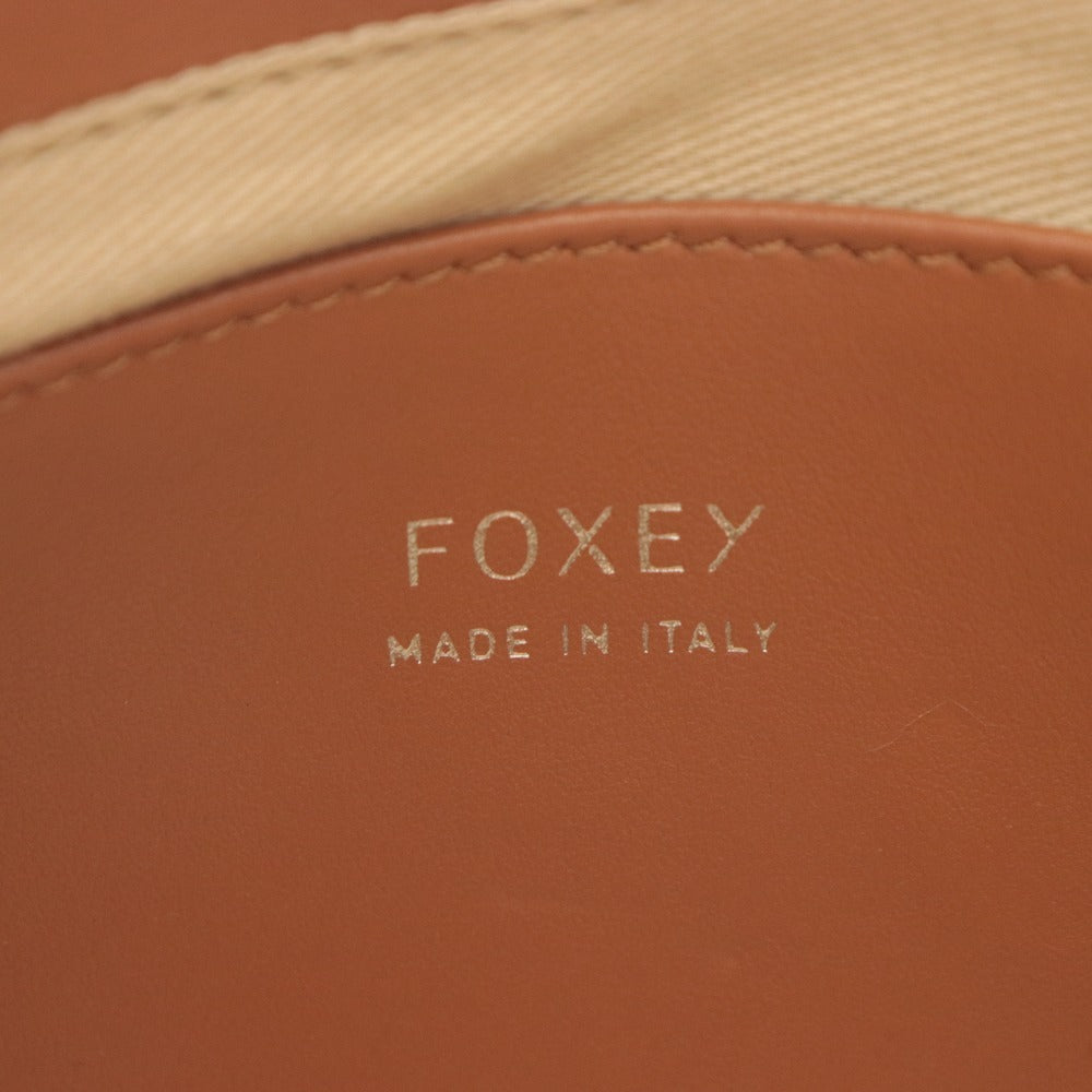 ■ フォクシー FOXEY ハンドバッグ ショルダー 鞄 2WAY イタリア製 牛革 リネン レディース ブラウン ライトベージュ系 未使用 付属品付き