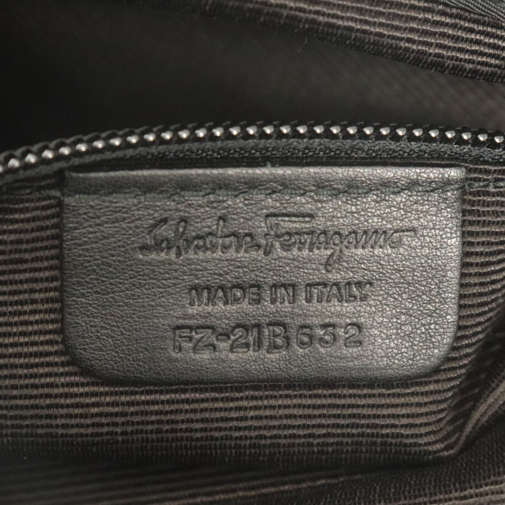 ■ フェラガモ Salvatore Ferragamo ハンド ショルダーバッグ 鞄 ナイロン レザー スパンコール リボン レディース ブラック系 袋付き