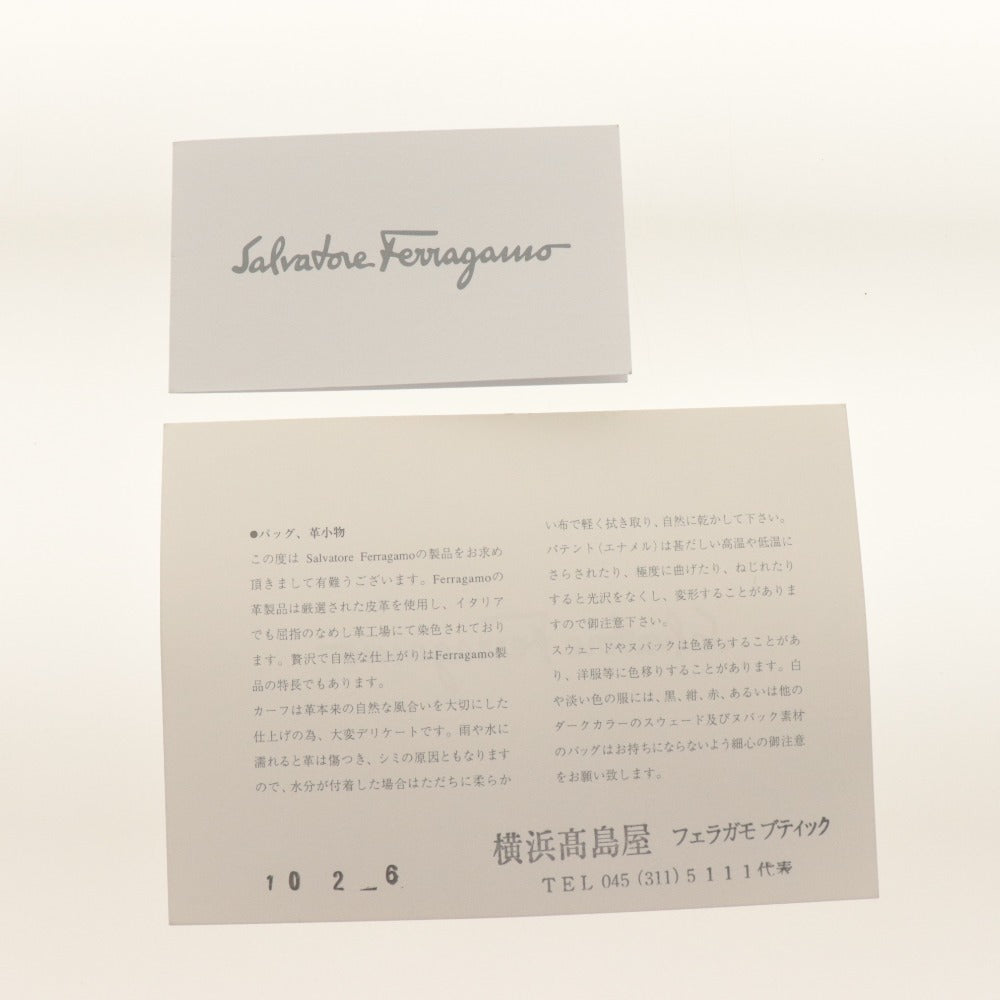 ■ フェラガモ Salvatore Ferragamo ハンド ショルダーバッグ 鞄 ナイロン レザー スパンコール リボン レディース ブラック系 袋付き