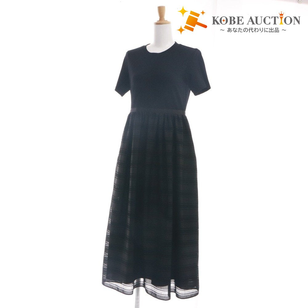 ■ フォクシー ニューヨーク FOXEY ロングワンピース 半袖 42777 ジャージー レディース 38(S相当）ブラック 付属品付き 未使用