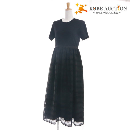 ■ フォクシー ニューヨーク FOXEY ロングワンピース 半袖 42777 ジャージー レディース 38(S相当）ブラック 付属品付き 未使用