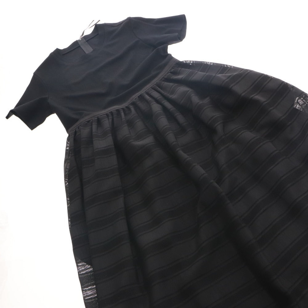 ■ フォクシー ニューヨーク FOXEY ロングワンピース 半袖 42777 ジャージー レディース 38(S相当）ブラック 付属品付き 未使用
