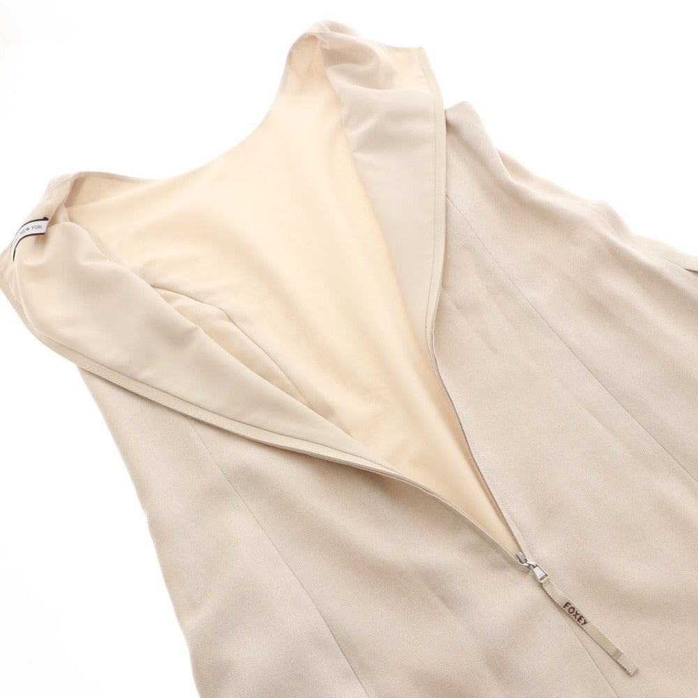 ■ フォクシー ニューヨーク FOXEY ワンピース ノースリーブ 42274 レディース 38(S相当）ライトベージュ 付属品付き 未使用