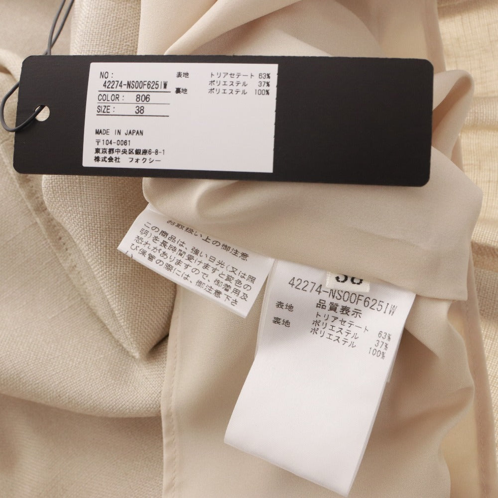 ■ フォクシー ニューヨーク FOXEY ワンピース ノースリーブ 42274 レディース 38(S相当）ライトベージュ 付属品付き 未使用