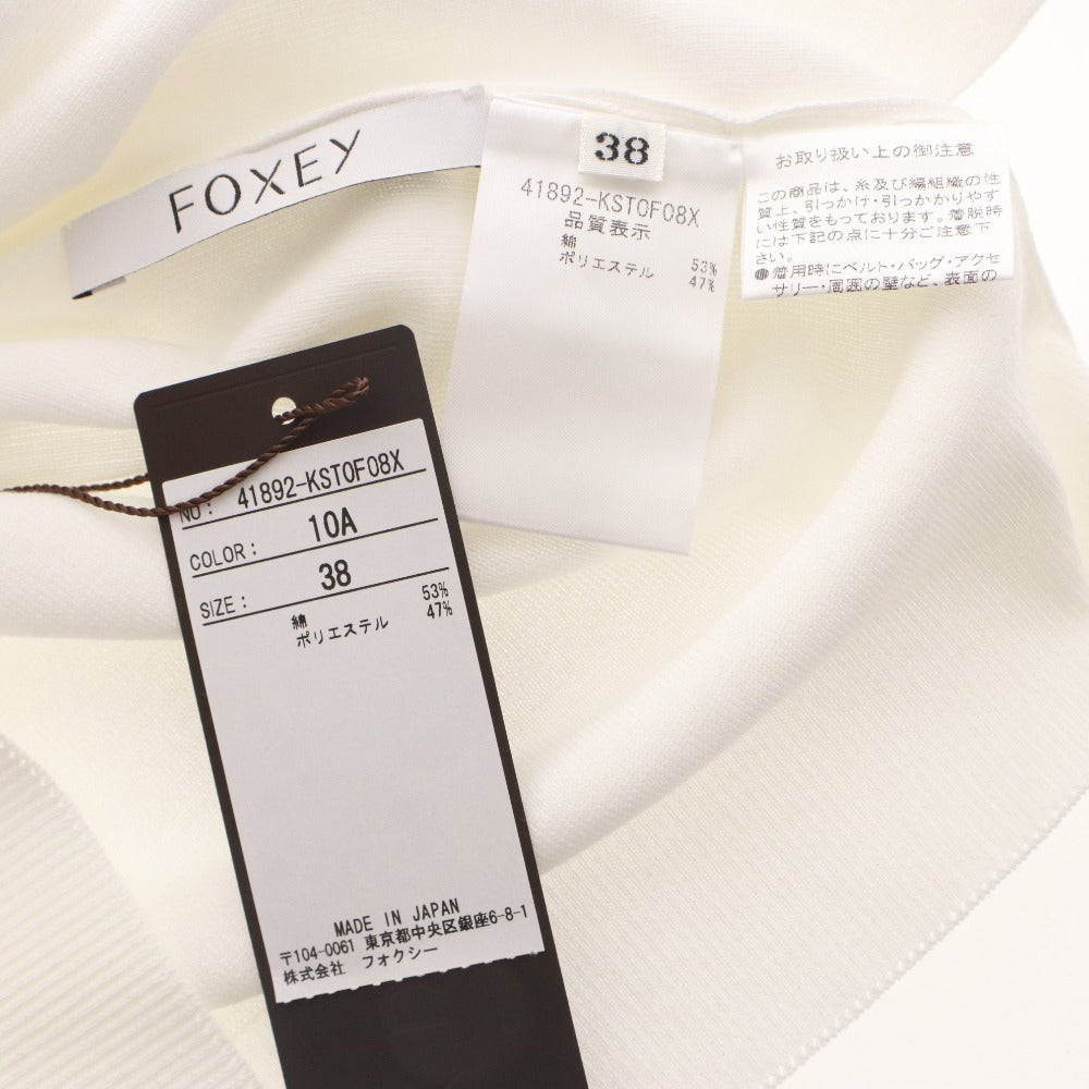 ■ フォクシー FOXEY ニット 半袖 トップス 41892 日本製 薄手 サマーニット レディース 38(S相当）ホワイト タグ付き 未使用