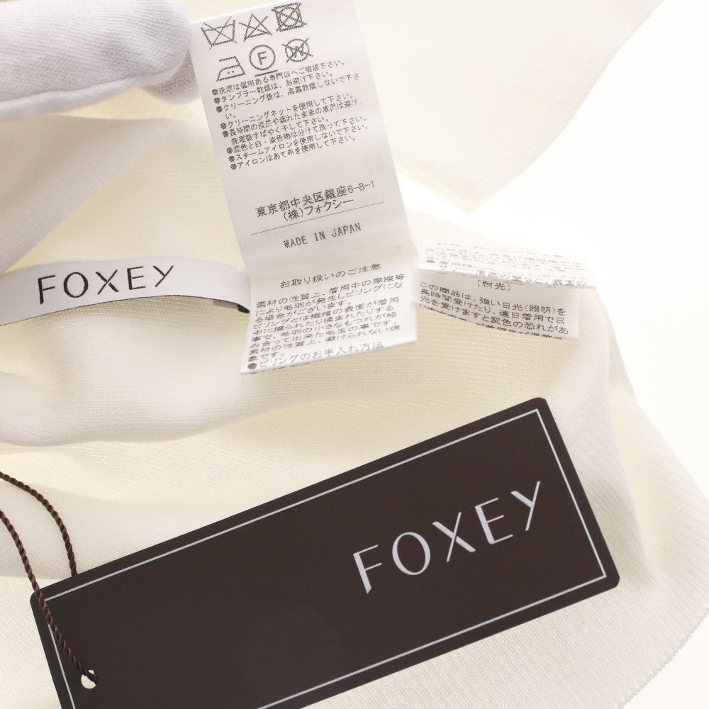 ■ フォクシー FOXEY ニット 半袖 トップス 41892 日本製 薄手 サマーニット レディース 38(S相当）ホワイト タグ付き 未使用