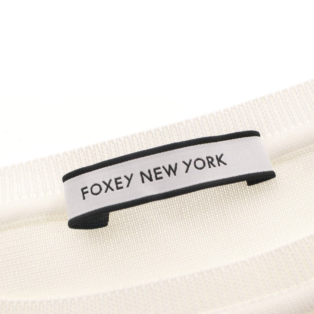 ■ フォクシー FOXEY ニット 半袖 42768 トップス 日本製 薄手 サマーニット レディース 38(S相当）ホワイト タグ付き 未使用