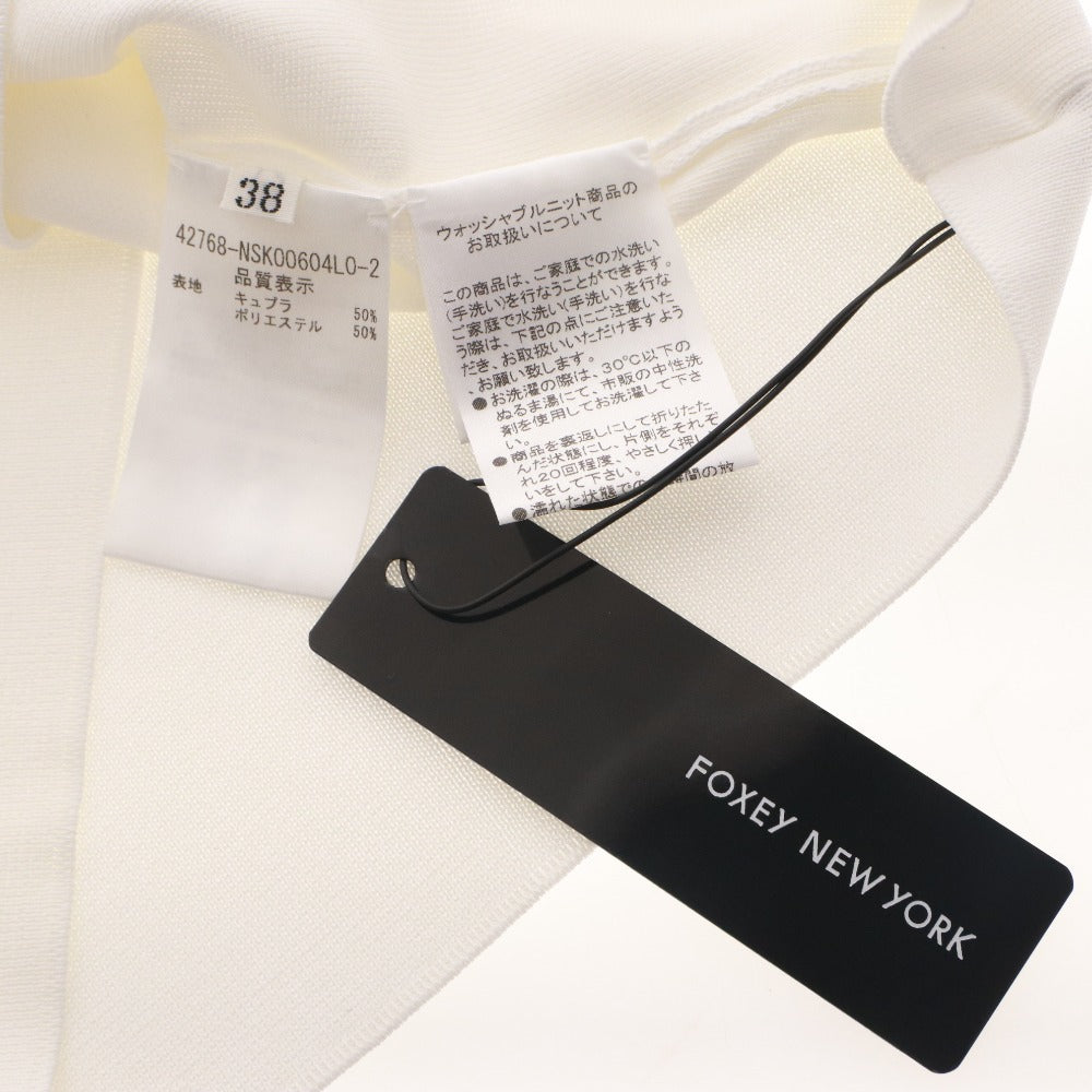 ■ フォクシー FOXEY ニット 半袖 42768 トップス 日本製 薄手 サマーニット レディース 38(S相当）ホワイト タグ付き 未使用