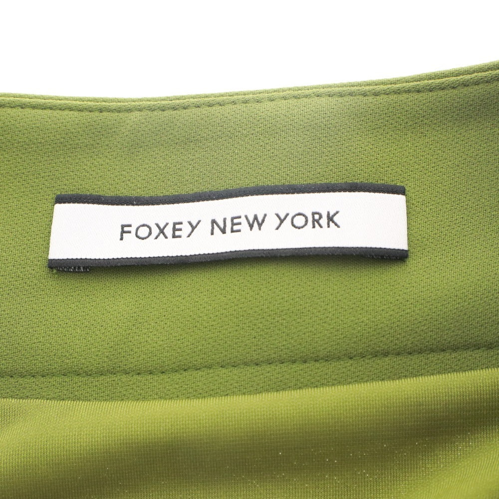 ■ フォクシー ニューヨーク FOXEY NEW YORK スカート ロング ボトムス フレア 日本製 レディース 40(M相当）グリーン ハンガー付き