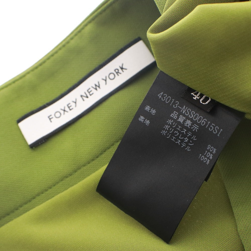 ■ フォクシー ニューヨーク FOXEY NEW YORK スカート ロング ボトムス フレア 日本製 レディース 40(M相当）グリーン ハンガー付き