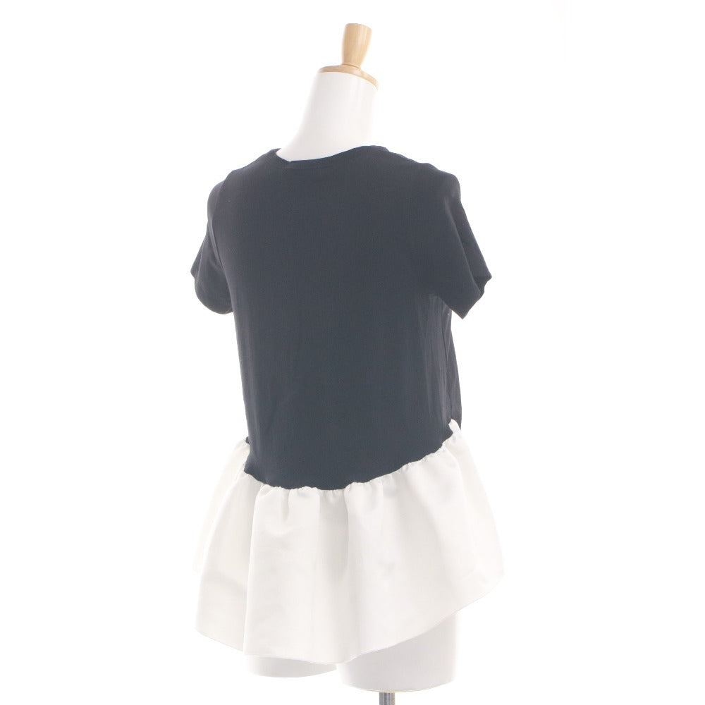 ■ YOKO CHAN ヨーコチャン ブラウス カットソー 半袖シャツ トップス バックギャザー フリル 日本製 レディース 36(S相当) 白黒