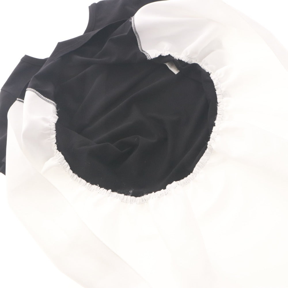 ■ YOKO CHAN ヨーコチャン ブラウス カットソー 半袖シャツ トップス バックギャザー フリル 日本製 レディース 36(S相当) 白黒