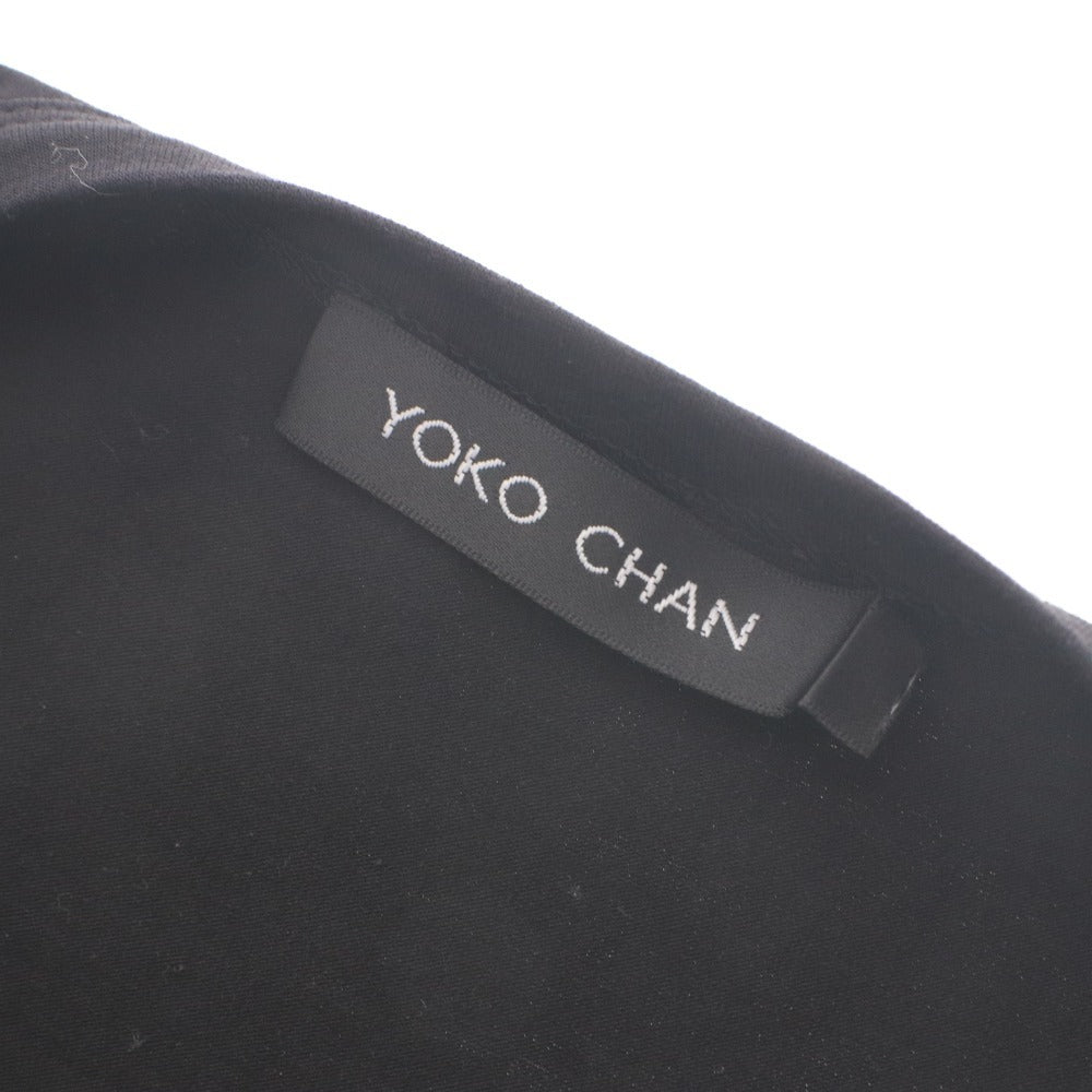 ■ YOKO CHAN ヨーコチャン ブラウス カットソー 半袖シャツ トップス バックギャザー フリル 日本製 レディース 36(S相当) 白黒