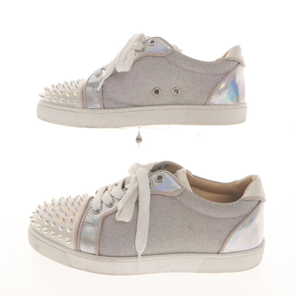 ■ Christian Louboutin ルブタン ローカットスニーカー 靴 ルイスジュニアスパイク スタッズ レディース 36 1/2 (23.5相当) 白 シルバー