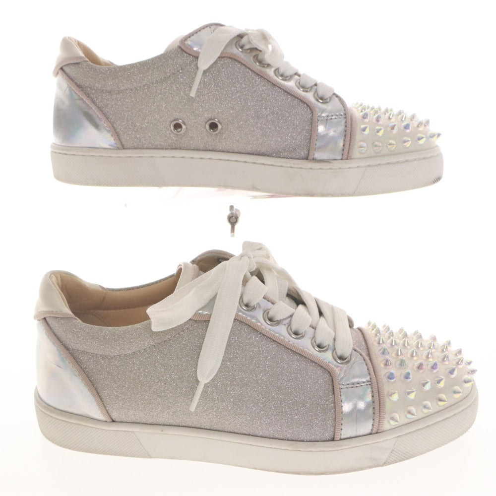 ■ Christian Louboutin ルブタン ローカットスニーカー 靴 ルイスジュニアスパイク スタッズ レディース 36 1/2 (23.5相当) 白 シルバー