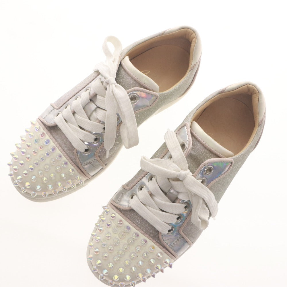 ■ Christian Louboutin ルブタン ローカットスニーカー 靴 ルイスジュニアスパイク スタッズ レディース 36 1/2 (23.5相当) 白 シルバー