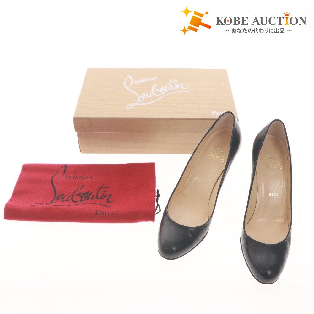 ■ Christian Louboutin パンプス ハイヒール 靴レザー シンプル パンプ 85 KID イタリア製 レディース 36 1/2 (23.5cm相当) 黒 箱,袋付き