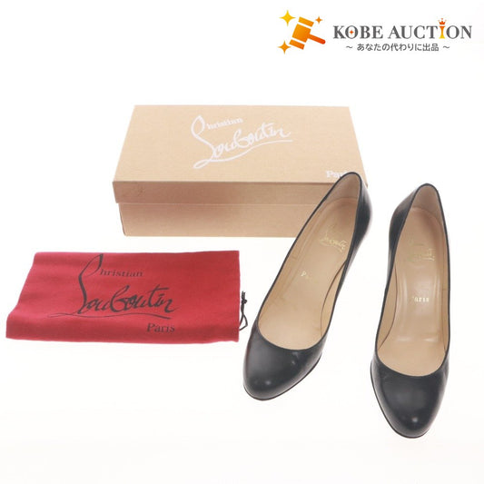 ■ Christian Louboutin パンプス ハイヒール 靴レザー シンプル パンプ 85 KID イタリア製 レディース 36 1/2 (23.5cm相当) 黒 箱,袋付き