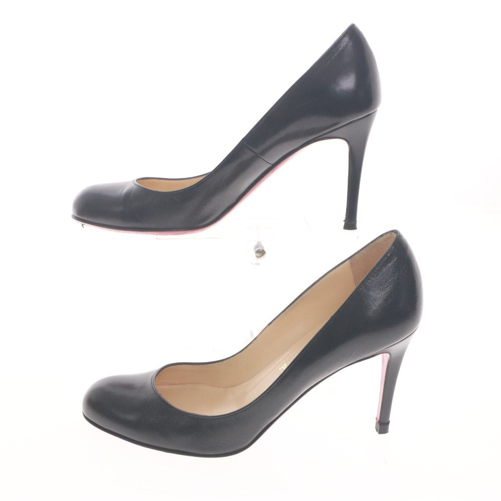 ■ Christian Louboutin パンプス ハイヒール 靴レザー シンプル パンプ 85 KID イタリア製 レディース 36 1/2 (23.5cm相当) 黒 箱,袋付き