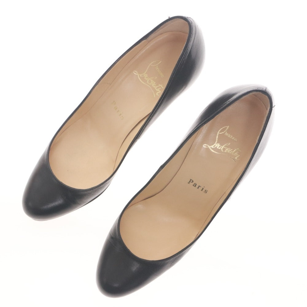 ■ Christian Louboutin パンプス ハイヒール 靴レザー シンプル パンプ 85 KID イタリア製 レディース 36 1/2 (23.5cm相当) 黒 箱,袋付き