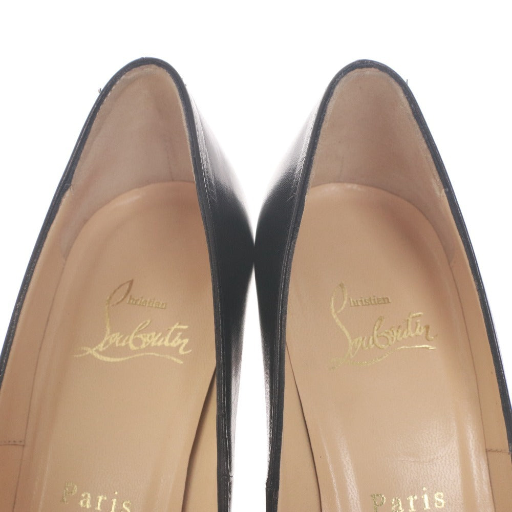 ■ Christian Louboutin パンプス ハイヒール 靴レザー シンプル パンプ 85 KID イタリア製 レディース 36 1/2 (23.5cm相当) 黒 箱,袋付き