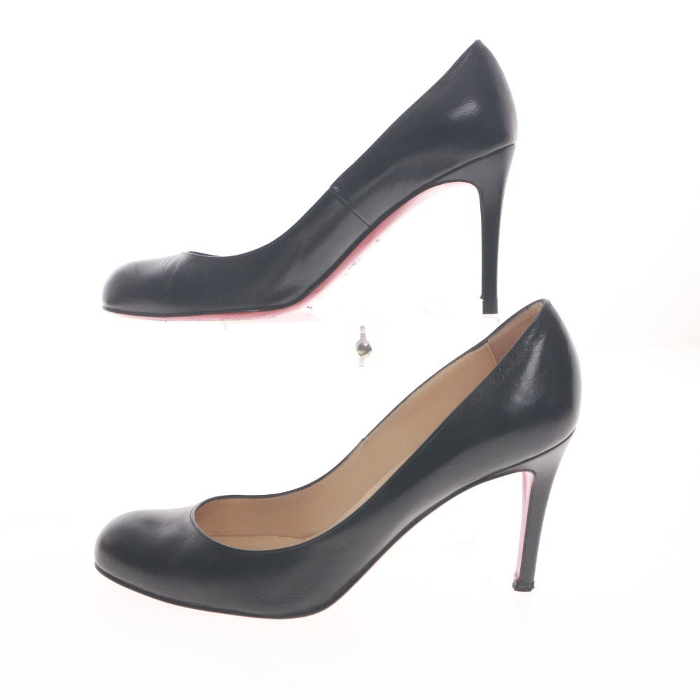 ■ Christian Louboutin パンプス ハイヒール 靴 レザー シンプル パンプ 85 KID イタリア製 レディース 37 (24cm相当) 黒 箱,袋付き