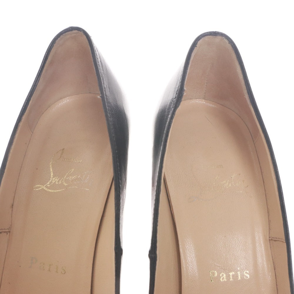 ■ Christian Louboutin パンプス ハイヒール 靴 レザー シンプル パンプ 85 KID イタリア製 レディース 37 (24cm相当) 黒 箱,袋付き