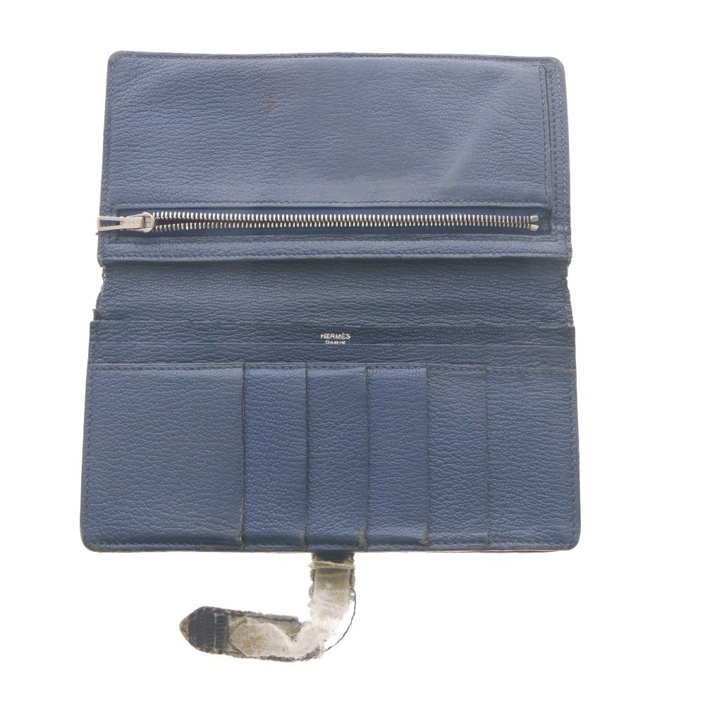 ■ HERMES エルメス 長財布 ベアンスフレ 800 シルバー金具 カード 札 小銭入れ メンズ レディース カーキグレー ネイビー 訳アリ