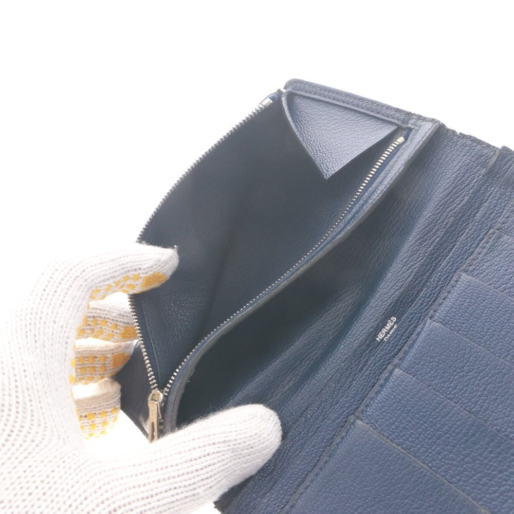 ■ HERMES エルメス 長財布 ベアンスフレ 800 シルバー金具 カード 札 小銭入れ メンズ レディース カーキグレー ネイビー 訳アリ