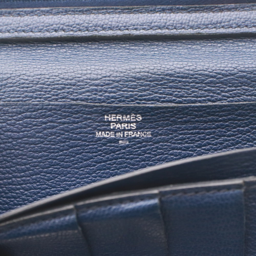 ■ HERMES エルメス 長財布 ベアンスフレ 800 シルバー金具 カード 札 小銭入れ メンズ レディース カーキグレー ネイビー 訳アリ