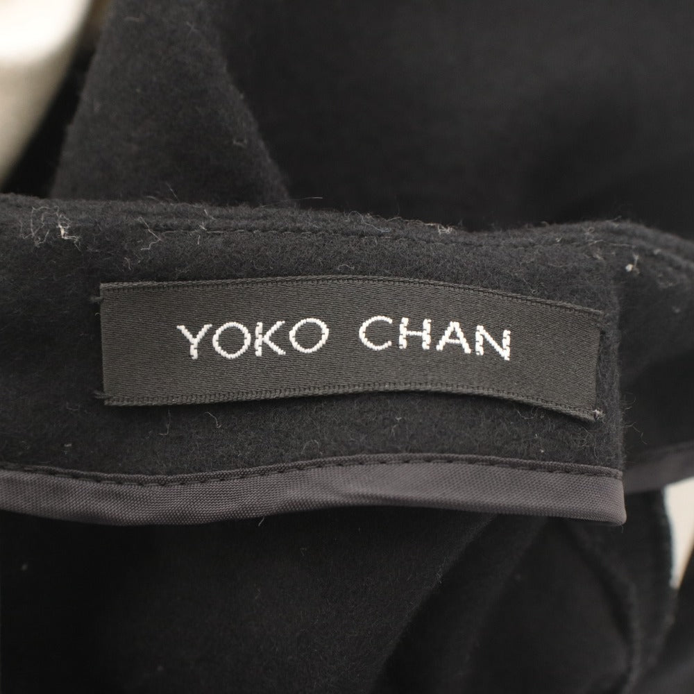 ■ YOKO CHAN ヨーコチャン オールインワン ジャンプスーツ 半袖 トップス ボトムス バイカラー ウール レディース 36 ブラック ホワイト