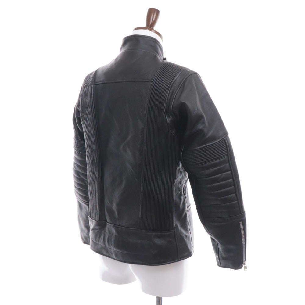 ■ KADOYA カドヤ K‘s LEATHER K`s PRODUCT ライダースジャケット アウター 牛革 レザー シャーリング タックロール メンズ L ブラック