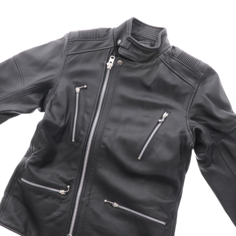 ■ KADOYA カドヤ K‘s LEATHER K`s PRODUCT ライダースジャケット アウター 牛革 レザー シャーリング タックロール メンズ L ブラック